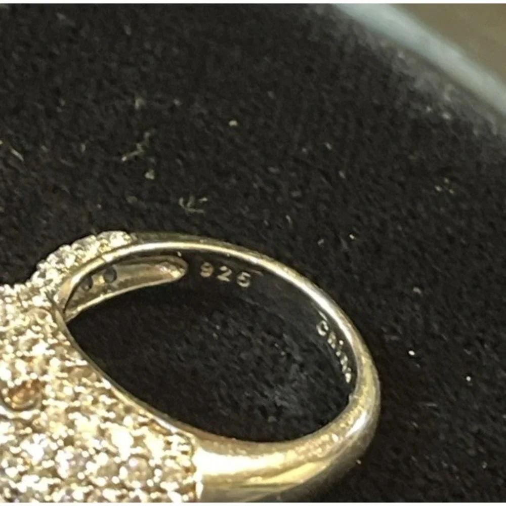 JTV‎ 9.25 Sterling Silver Panther CZ Cluster Eternity Wrap Band Ring Sz. 5
